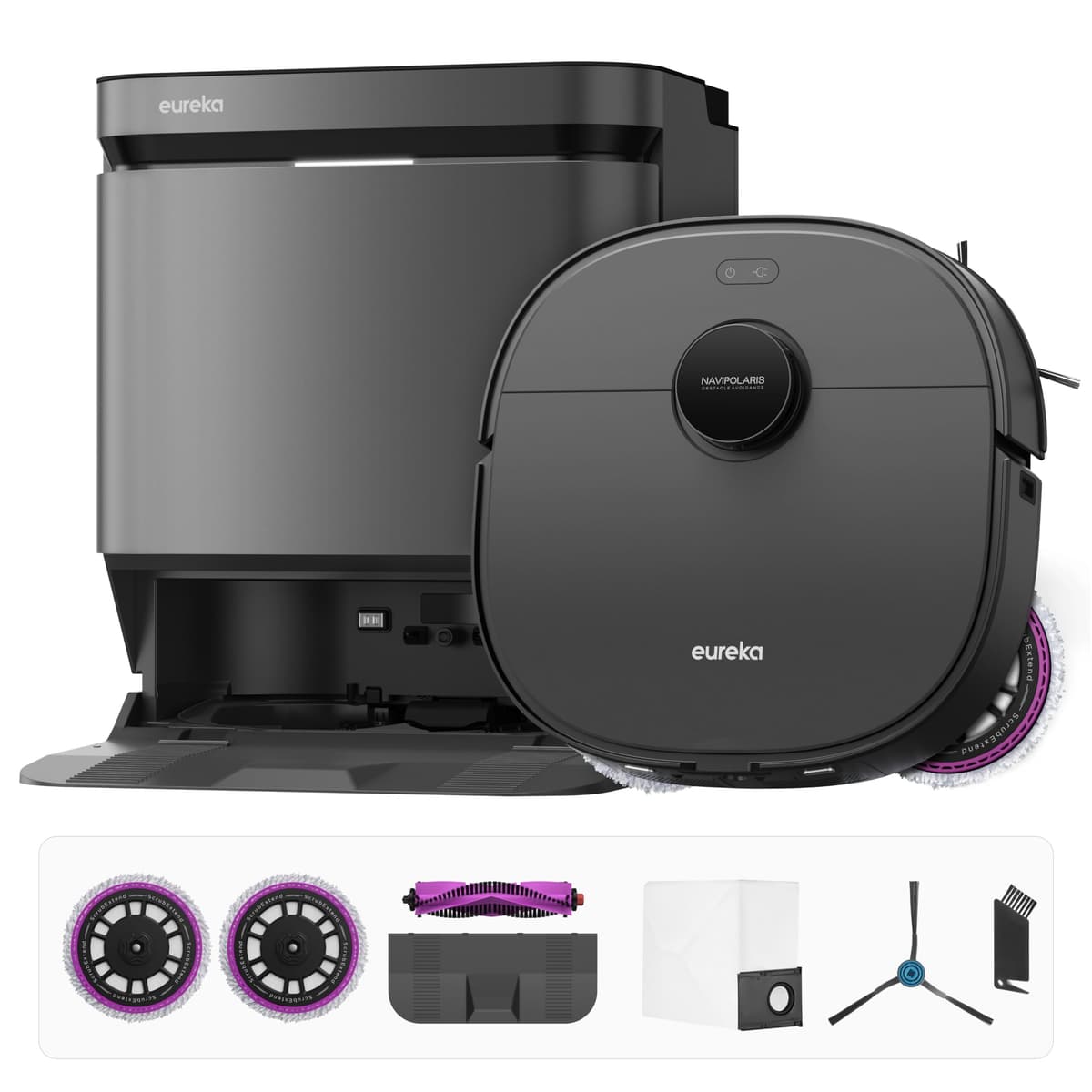 Eureka J15 Pro Ultra Robot Aspirador y Mop con Base Auto-vaciado, 16,200 Pa, Flex-Arm, Lavado con Agua Caliente