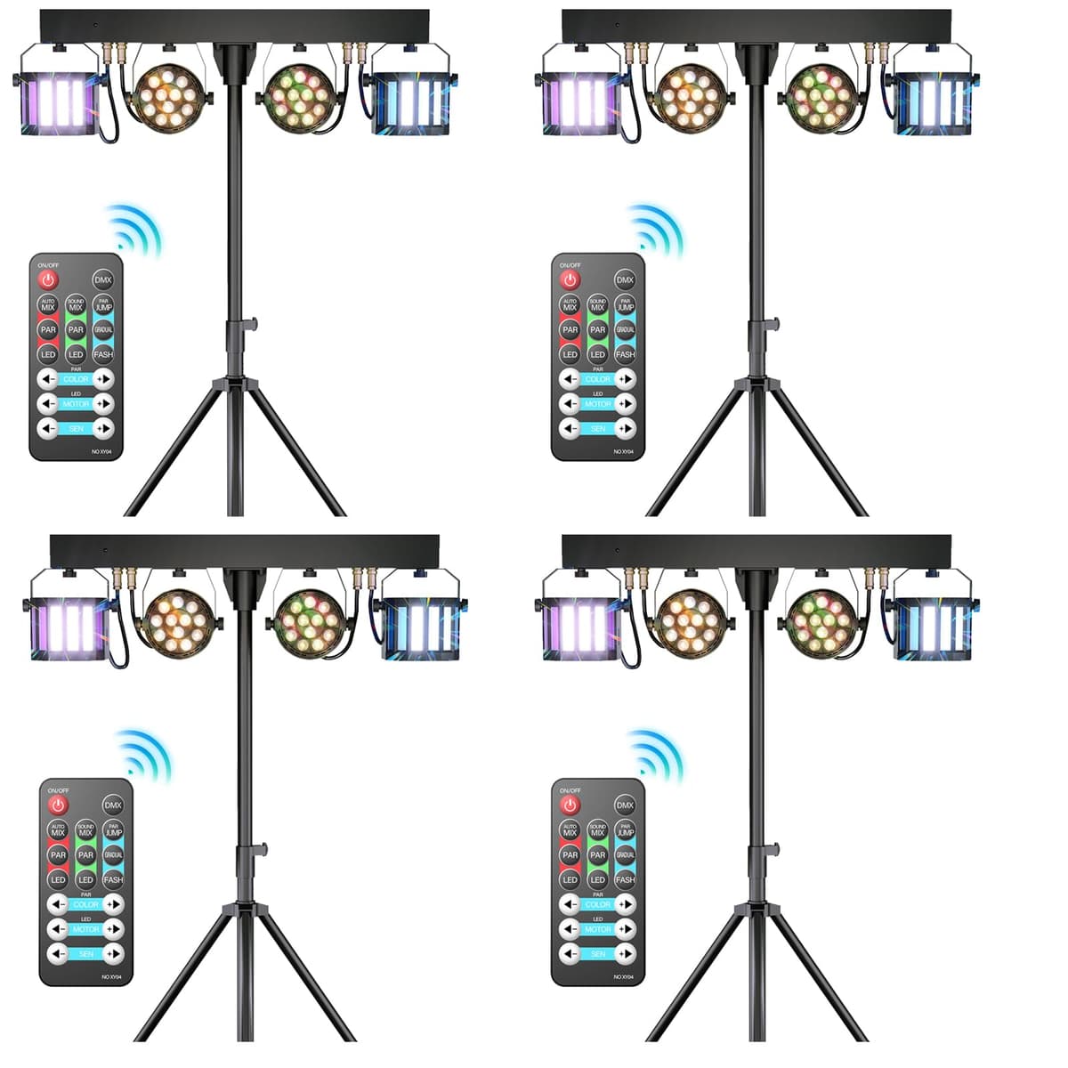 Sparklingtrack Luces DJ 5 en 1 con soporte - Par LED + luces tipo mariposa, control DMX, mando remoto, kit para fiestas ZQ01448US