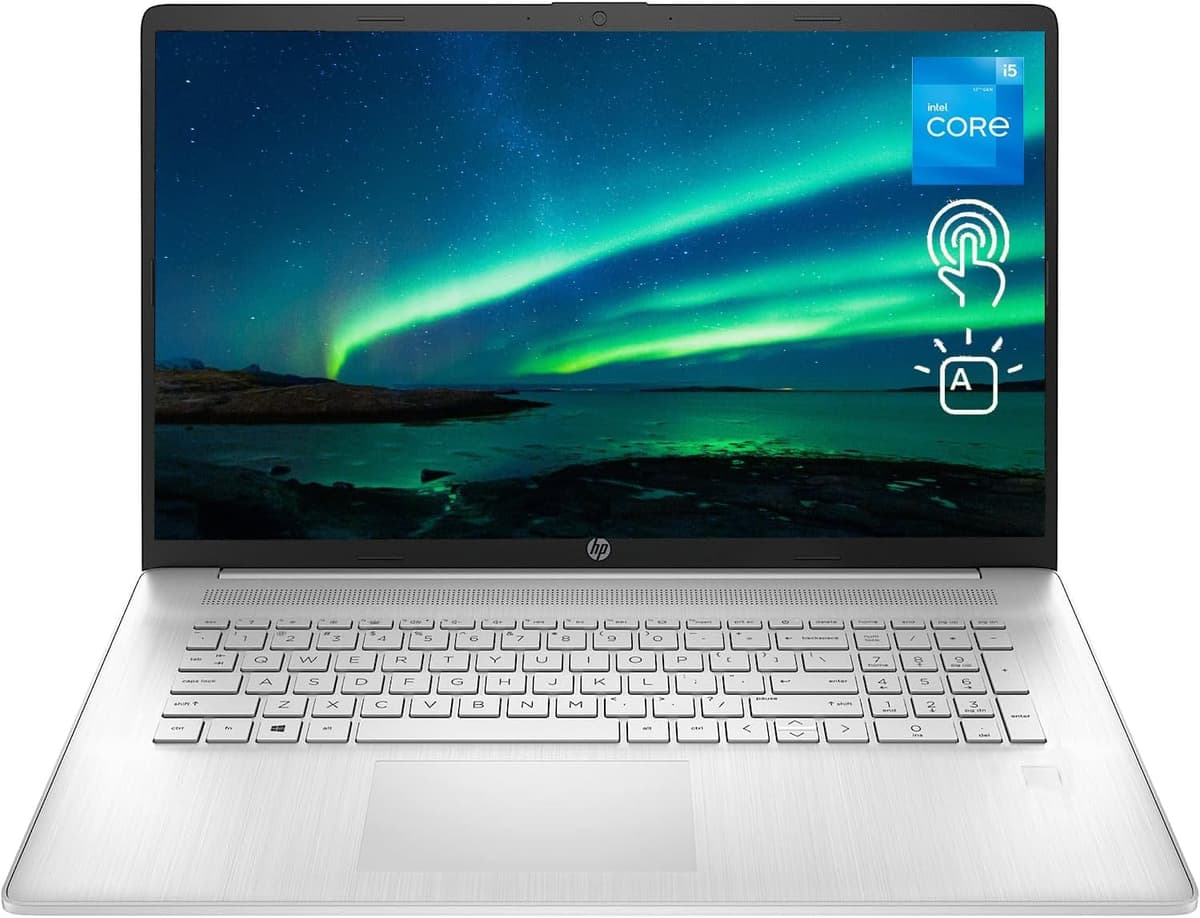 HP 17.3" Premium Laptop: Computación de alto rendimiento con pantalla táctil HD+ de 17.3", Intel Core i5-1334U, 16GB de RAM, SSD de 2TB, cámara web, Wi-Fi 6, teclado retroiluminado, lector de huellas, Windows 11 Home TPN-I139_4V787AV