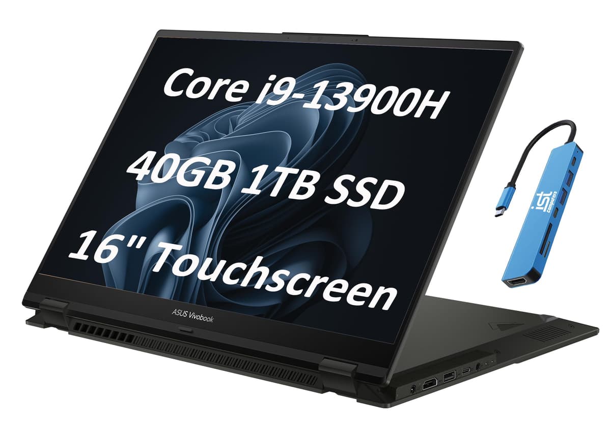 ASUS Vivobook S 16 Flip 2-en-1, 16" FHD+ táctil, Intel i9-13900H, 40GB RAM, 1TB SSD, Win 11 Pro con AI Copilot, Negro