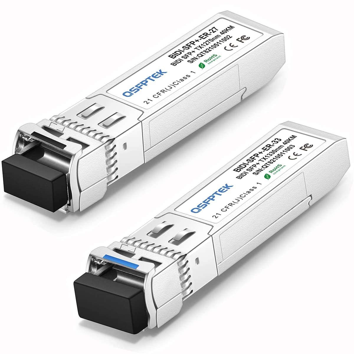 QSFPTEK 10G SFP+ Bidi - Transceivers Single-Mode LC 80km (Par) con DDM 10G-BIDI-ZR
