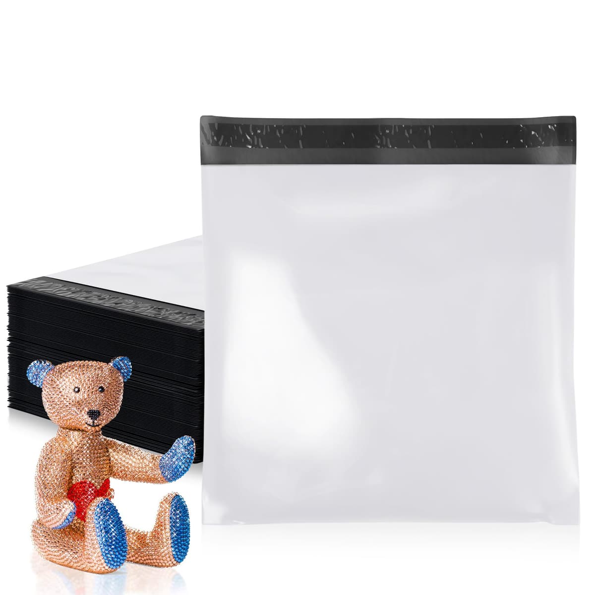 Amiff Poly Mailers 24 x 24 in, Blanco, Pack 2000, Autocierre, 2 Mil BP-WhitePM-24x24
