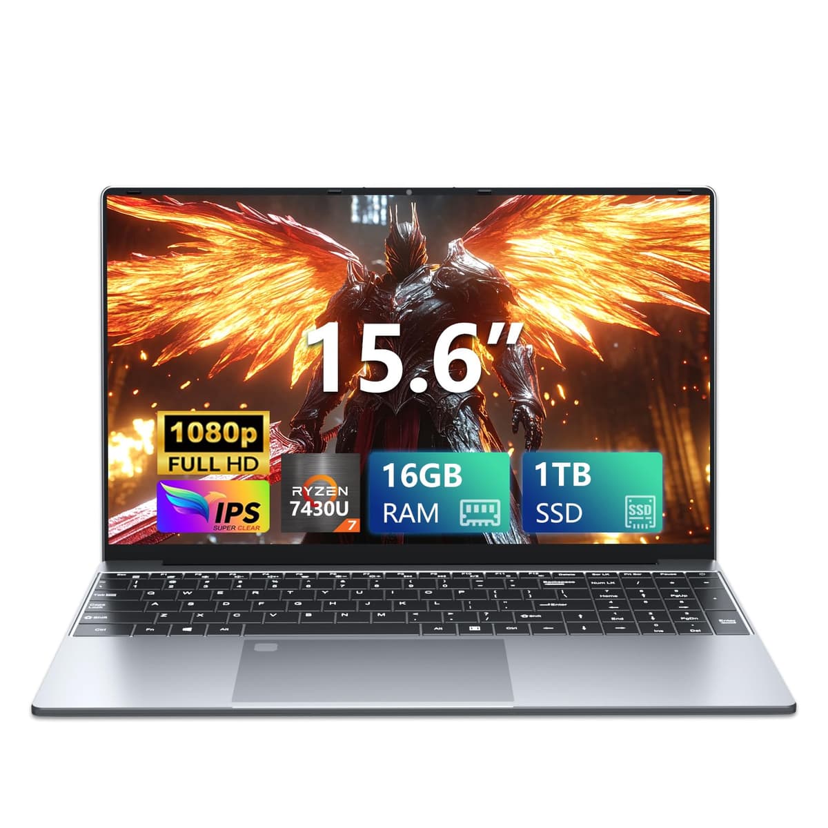 AVENKA Laptop para juegos, pantalla de 15.6", 16 GB RAM, SSD de 1 TB, procesador R5 7430U (hasta 4.3 GHz), pantalla 1920 x 1080, Wi-Fi 5, Bluetooth 5.0, puerto HDMI, teclado retroiluminado, Windows 11 Pro, computadora portátil tradicional