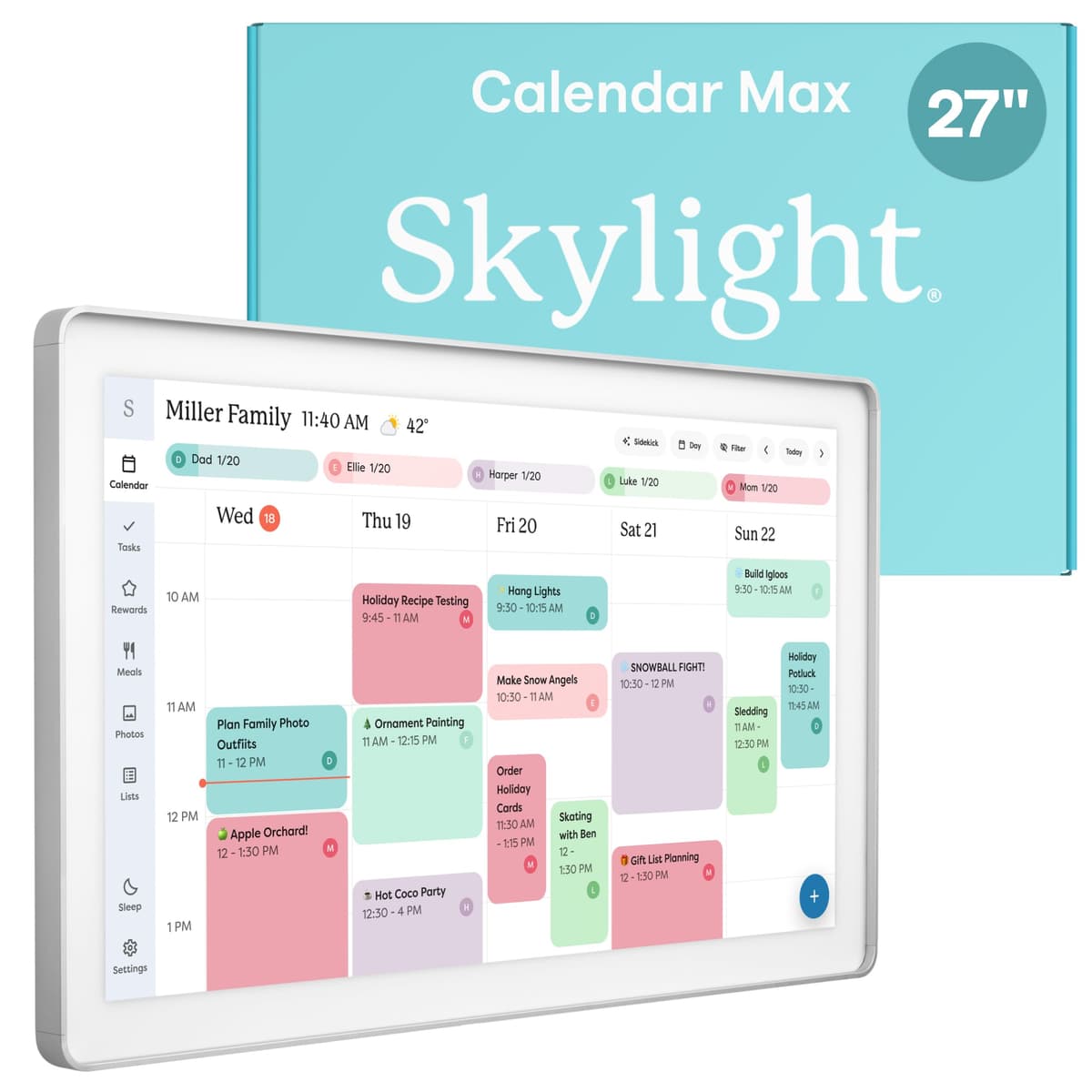 Skylight Calendar Max - Calendario digital táctil 27" para familias 272BGBA