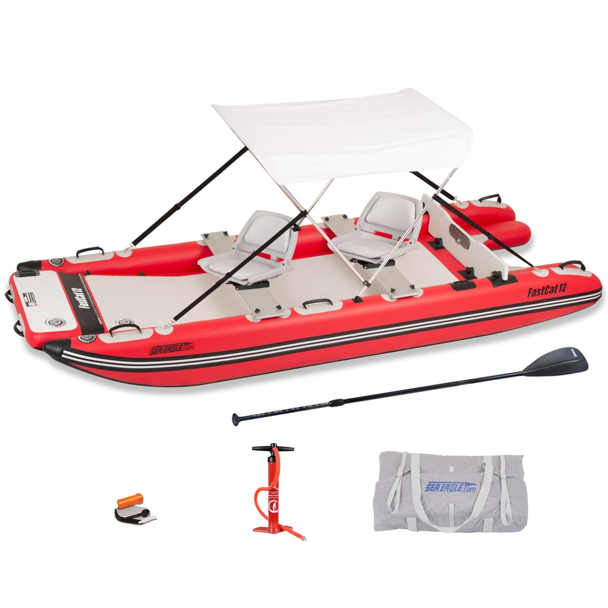 Sea Eagle FastCat12 Catamarán inflable para 2 personas, alta presión y auto-vaciado FASTCAT12K_SWC
