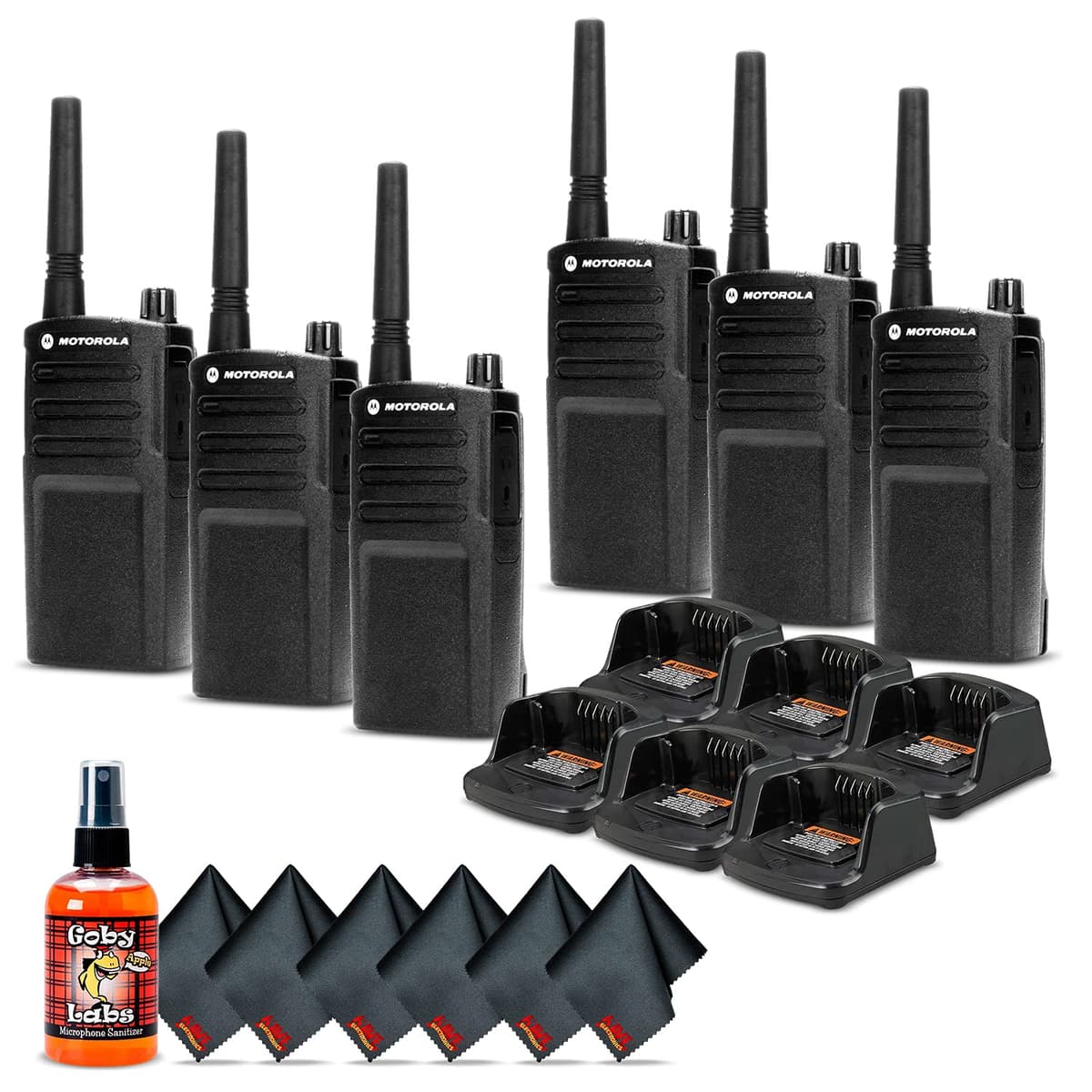 6 x Motorola RMU2040 Radio portátil bidireccional en sitio (RMU2040) + Limpiador de micrófono + 6 x Paño de microfibra - Paquete de 6 unidades RMU2040_EDIV1_4