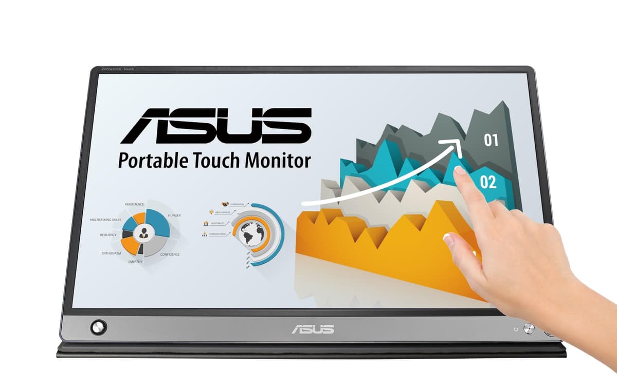 ASUS ZenScreen Touch MB16AMT Monitor LCD de 15,6 pulgadas, Gris Oscuro