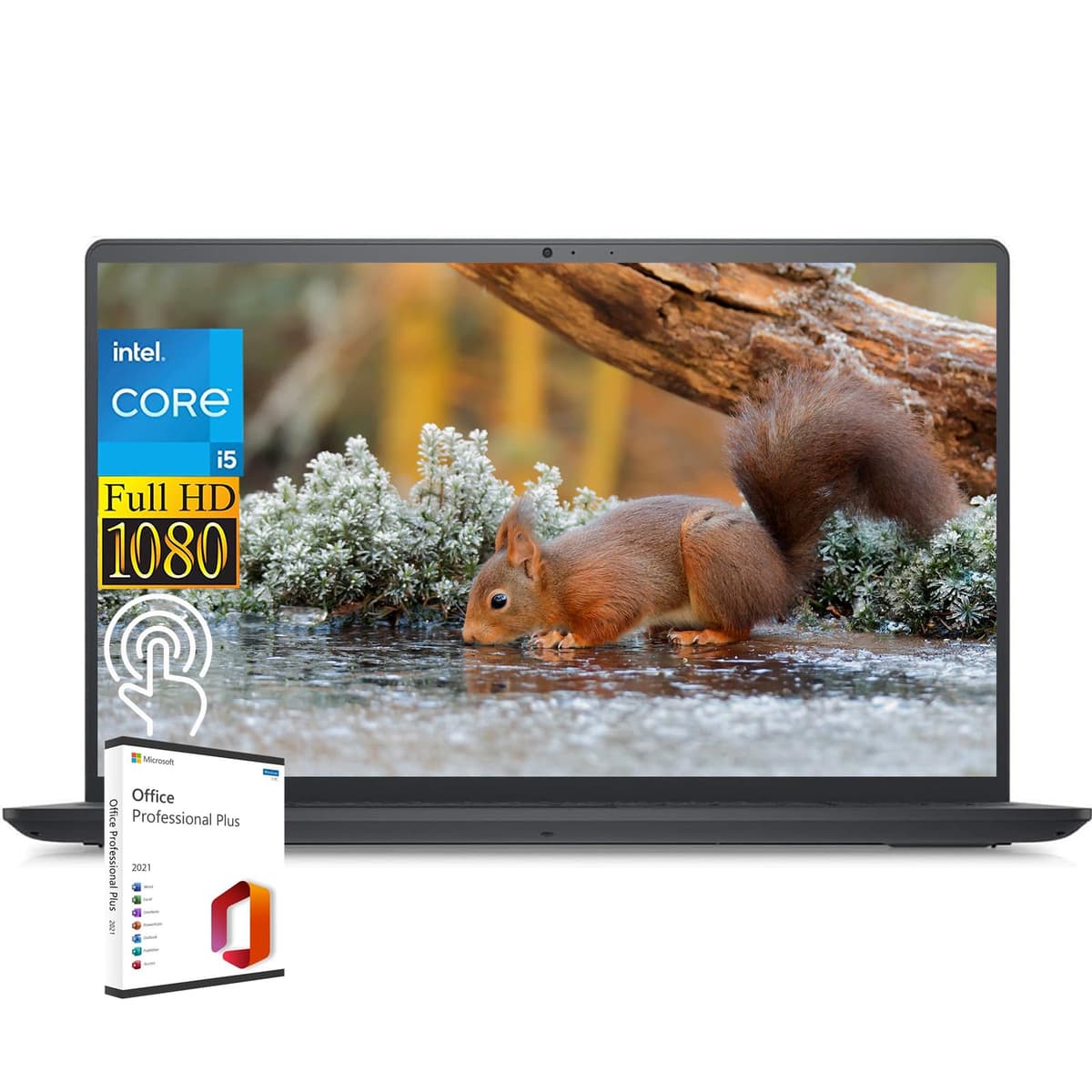 Dell Inspiron 15 3520 Business Laptop - Pantalla táctil FHD de 15.6", Intel i5-1235U de 10 núcleos, 16 GB RAM, 1 TB SSD, GPU Intel UHD, Wi-Fi, Windows 11 Pro, con licencia de Microsoft Office de por vida