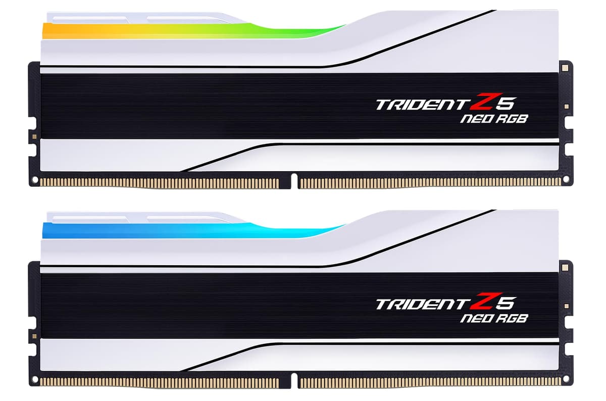 G.SKILL Trident Z5 Neo RGB DDR5 64GB (2x32GB) 6000MT/s CL30 Desktop U-DIMM Matte White F5-6000J3036G32GX2-TZ5NRW