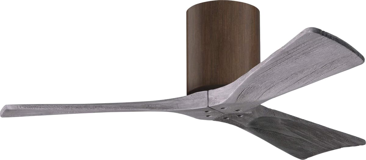 Matthews IR3H-WN-BW-42 Irene Ventilador de techo 42" flush mount con control remoto y pared, motor DC silencioso, 3 palas tono Barn Wood, Walnut Tone