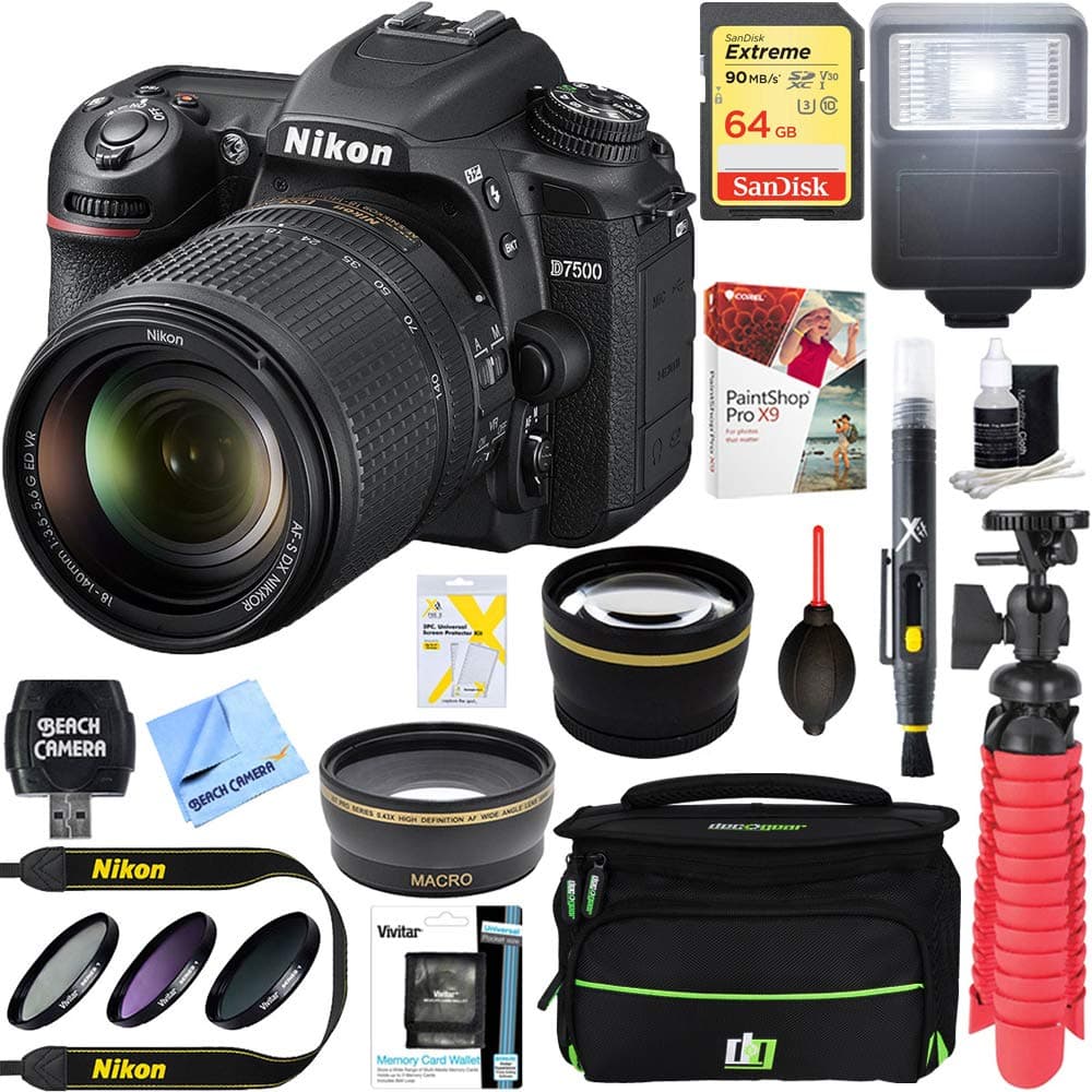 Nikon D7500 20.9MP + AF-S 18-140mm f/3.5-5.6G ED VR Bundle con accesorios E1NKD750018140