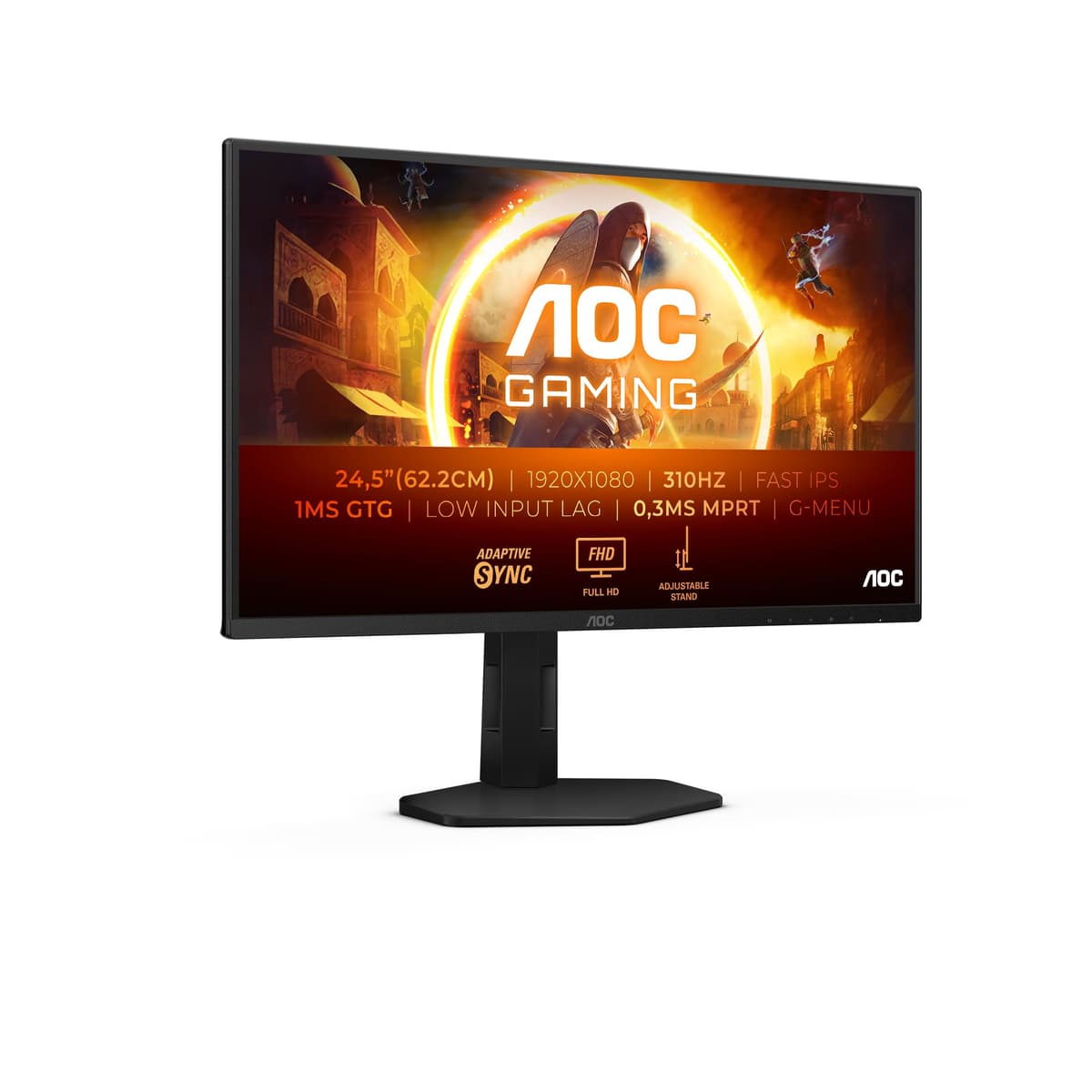 AOC Gaming 25G4SXU - Monitor de 25 pulgadas Full HD, 310 Hz, 1 ms, FreeSync Premium, Compatible con G-Sync, HDR10 (1920x1080,2x HDMI 2.0,1x DisplayPort 1.4) Negro Gris