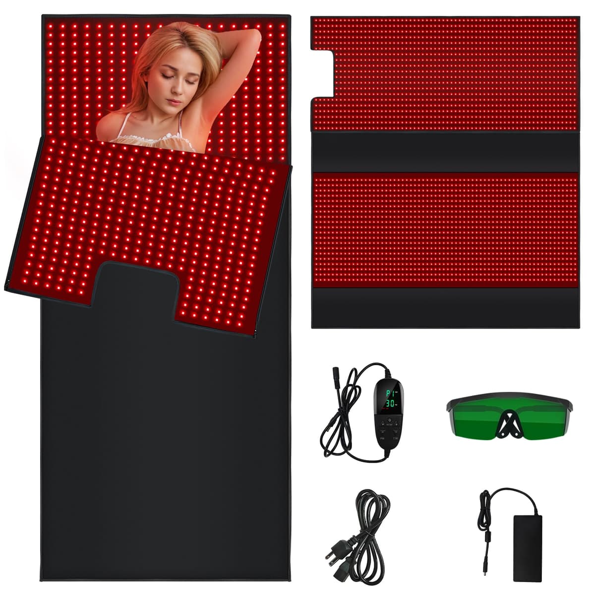 feangli - Manta de terapia de luz roja full-body, 660nm & 850nm, 2520 LEDs
