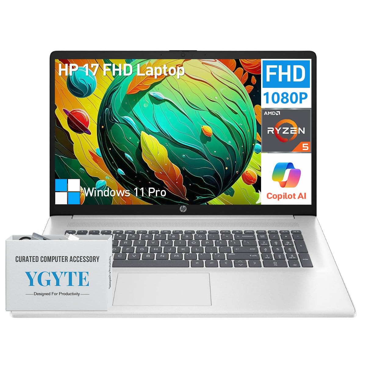 HP 17.3" IPS FHD Laptop AMD Ryzen 5 64GB RAM 1TB SSD Windows 11 Pro Essential 17