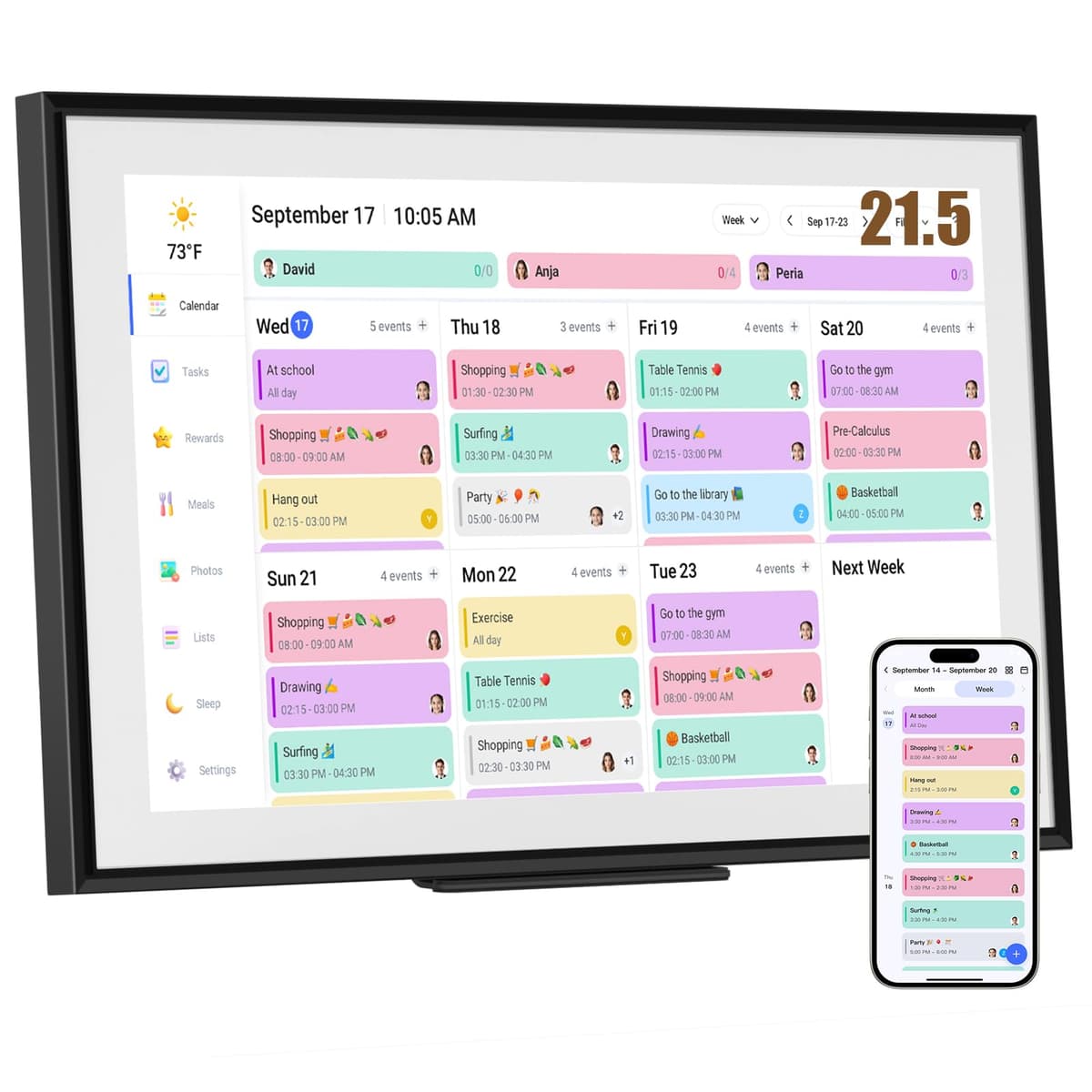 LiviNGPAi Calendario Digital Inteligente 21.5" Pantalla Táctil Full HD para Planificación Familiar 21.5-02-black-lp