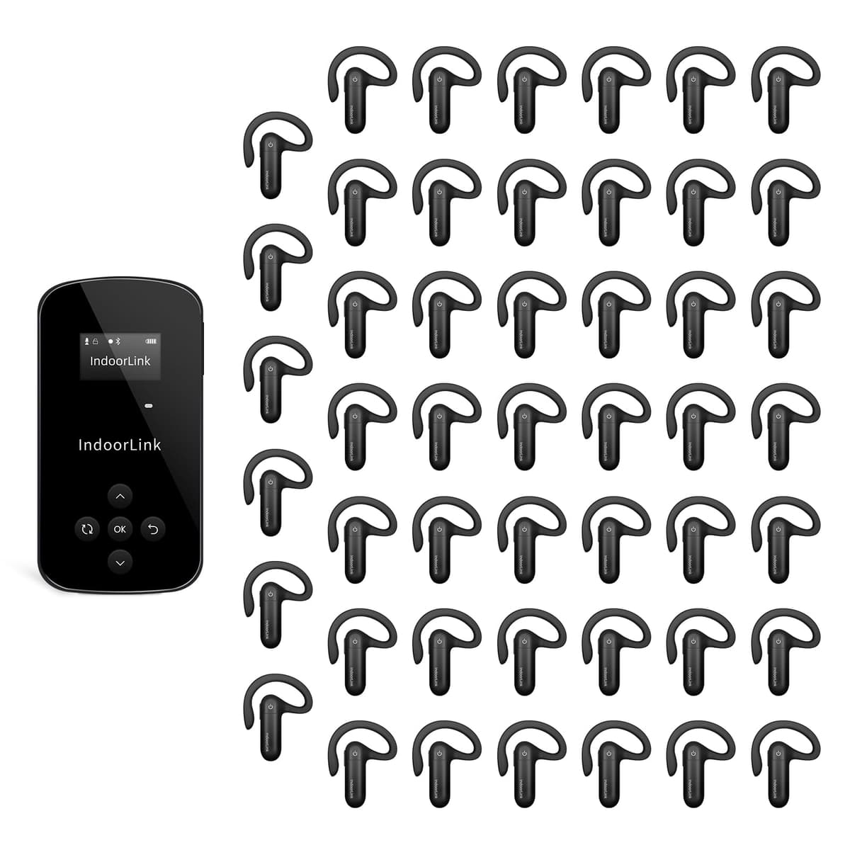 IndoorLink sistema guía turística inalámbrico portátil, transmisor 1T + 48 receptores E211+E103