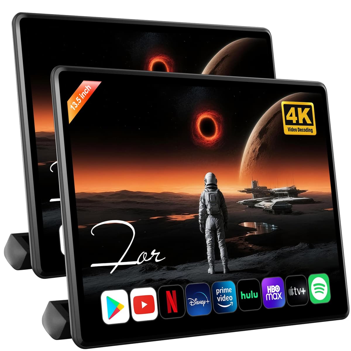 AINAVITO Pantalla de Reposacabezas para Auto Android 13.5" para Asiento Trasero con 4 GB RAM + 64 GB ROM, Duplicación Inalámbrica, Decodificación de Video 4K, HDMI y Bluetooth, Universal para Autos y Entretenimiento Trasero del Hogar (4G+64G con 2 Piezas) 13.5Inch