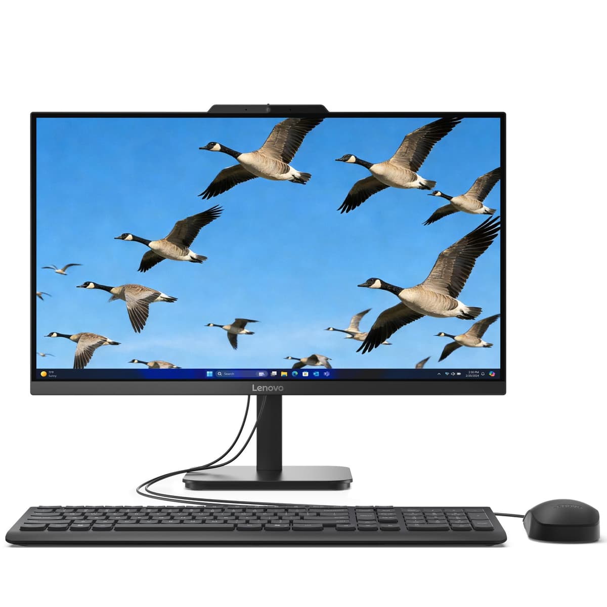 Computadora Todo-en-Uno Lenovo 24 para Oficina en Casa, 16GB RAM DDR4, 512GB SSD PCIe, Procesador Intel, AIO 23.8" FHD, WiFi 6, BT 5.2, RJ-45, HDMI, Teclado y Mouse, Negro Ébano, Windows 11 Home V100