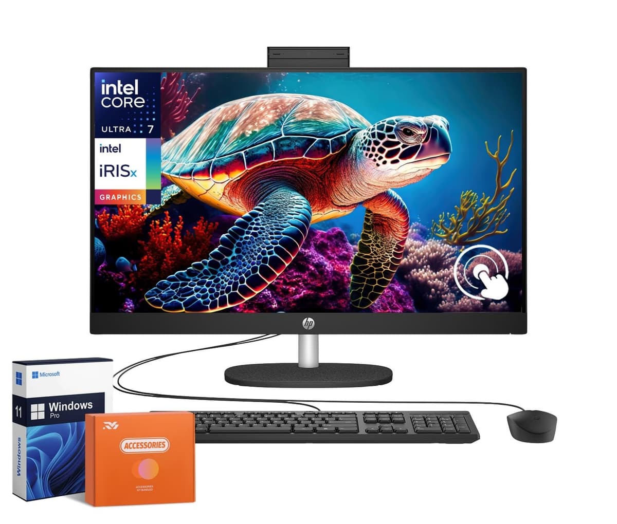 HP All-in-One 27" FHD Touch Intel Core Ultra 7-155U 32GB DDR5 2TB SSD Windows 11 Pro HP 27 All-In-One Desktop
