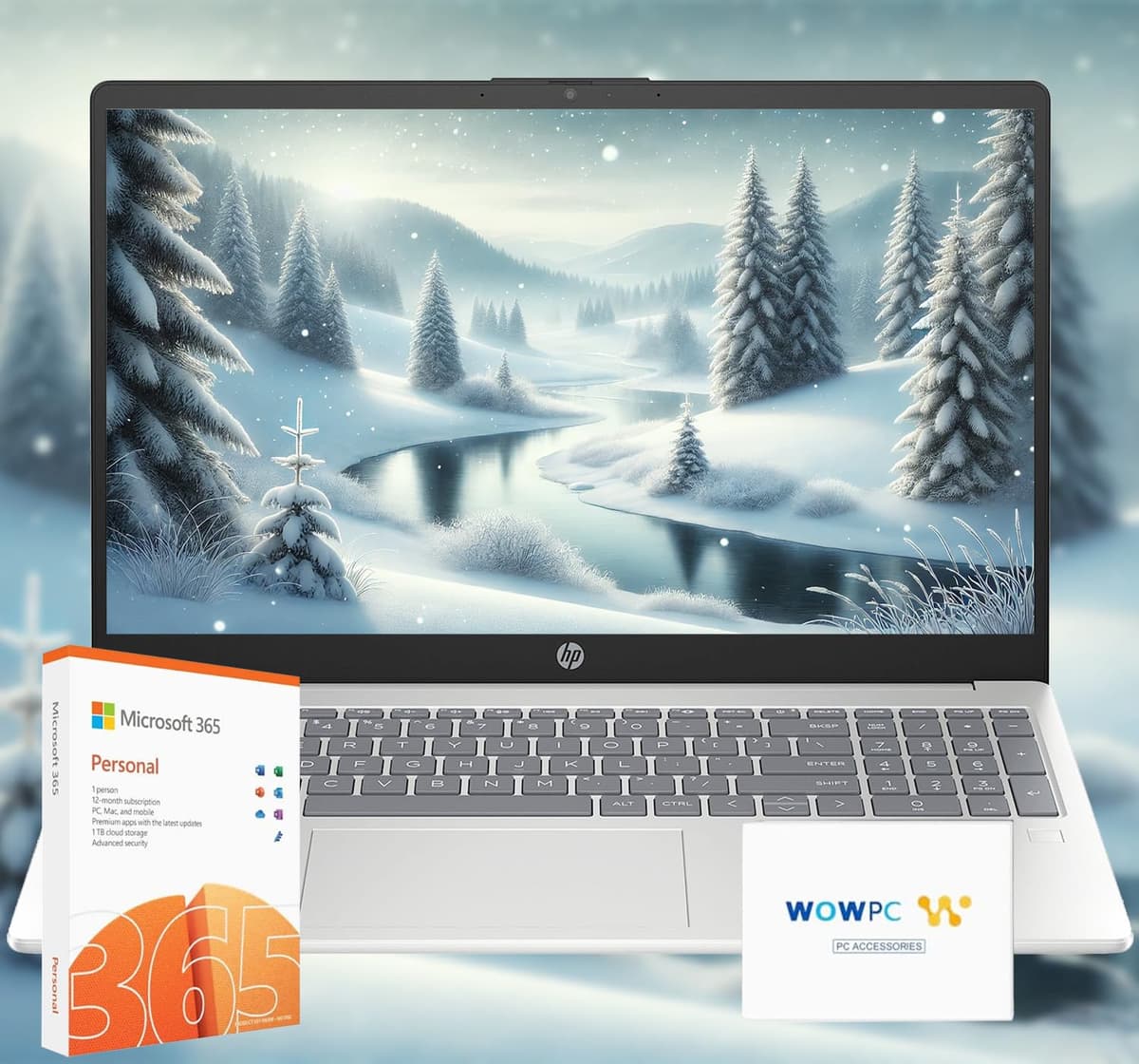 HP Pavilion 2025 15.6" FHD (1920 x 1080) Laptop con Microsoft Office Suite 1 año • Intel Core 8 núcleos • 32 GB RAM • 1 TB SSD • Wi-Fi 6 rápido • Lector de huellas • Windows 11 • con USB de recuperación WOWPC