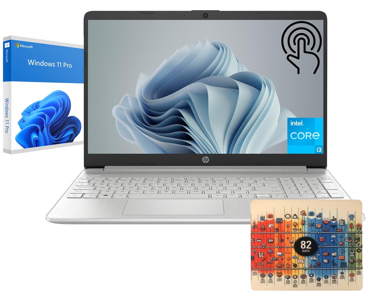 HP laptop táctil 15.6'' para negocios y estudiantes, i3-1215U (6 núcleos, mejor que i5 1135G7), 16GB RAM, 1TB SSD, Windows 11 Pro, plateado