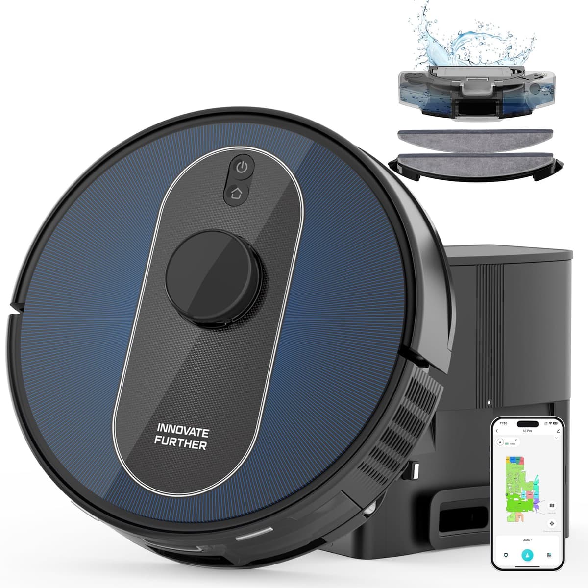 AZQQ Robot Aspirador y Mop Autonomo Auto-Vaciado 5000Pa LiDAR S6Pro