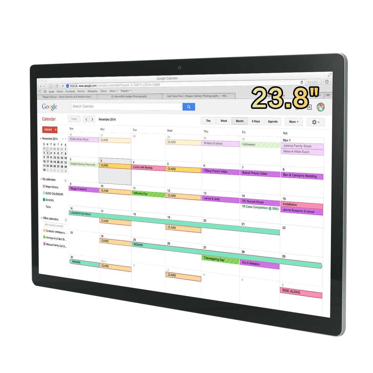 TouchWo TD238E Calendario digital táctil 23.8" con parlantes y cámara, montaje en pared y soporte de escritorio JD001