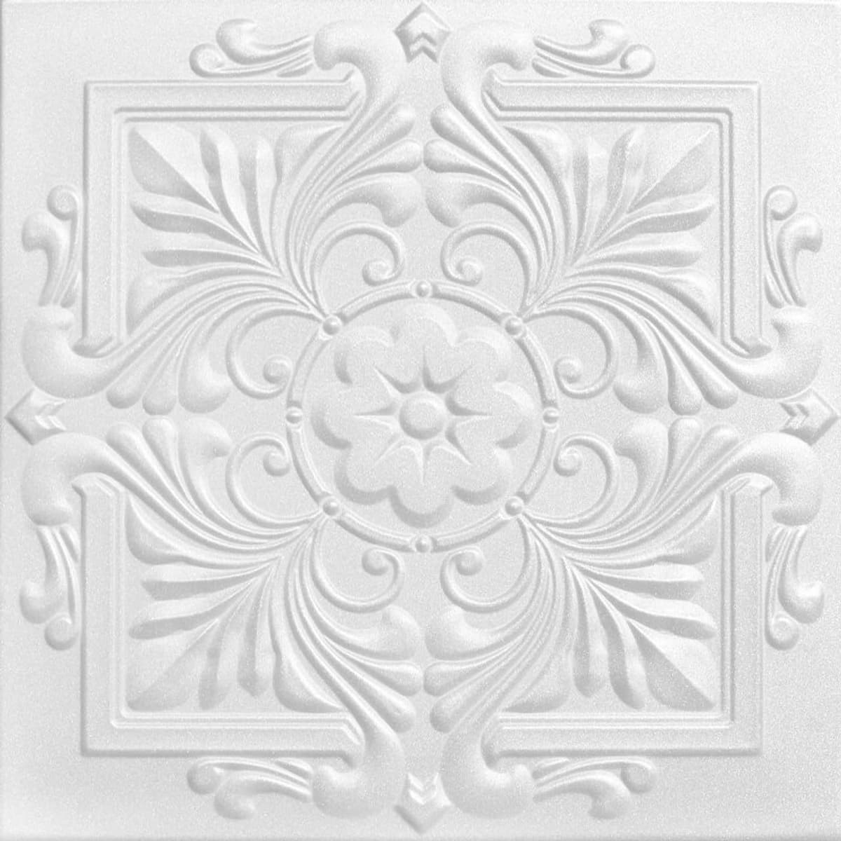 À LA MAISON CEILINGS R14 Victorian Foam Glue-up Ceiling Tile (Pack de 144) - Ultra Pure White (Satin) r14upw-144