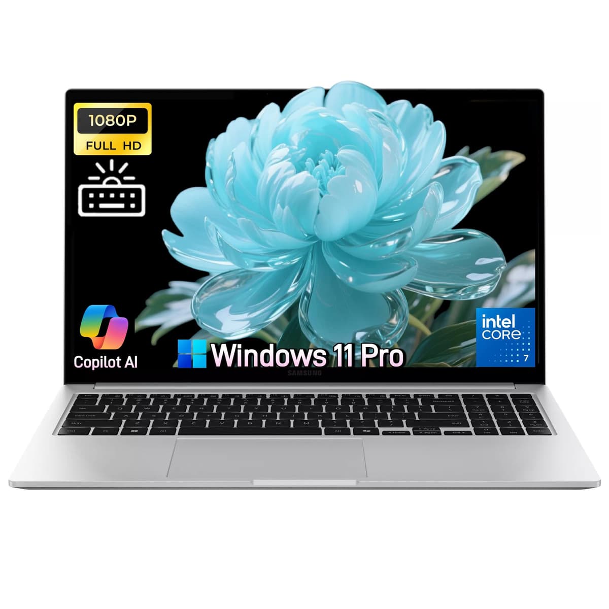 Samsung Galaxy Book4 Business Laptop - Pantalla FHD 15.6", Intel 10 núcleos 7-150U (equiv. i7-1355U), 16 GB RAM, 512 GB SSD, Windows 11 Pro, Teclado retroiluminado, Lector de huellas, Larga duración de batería, con accesorio Redragon