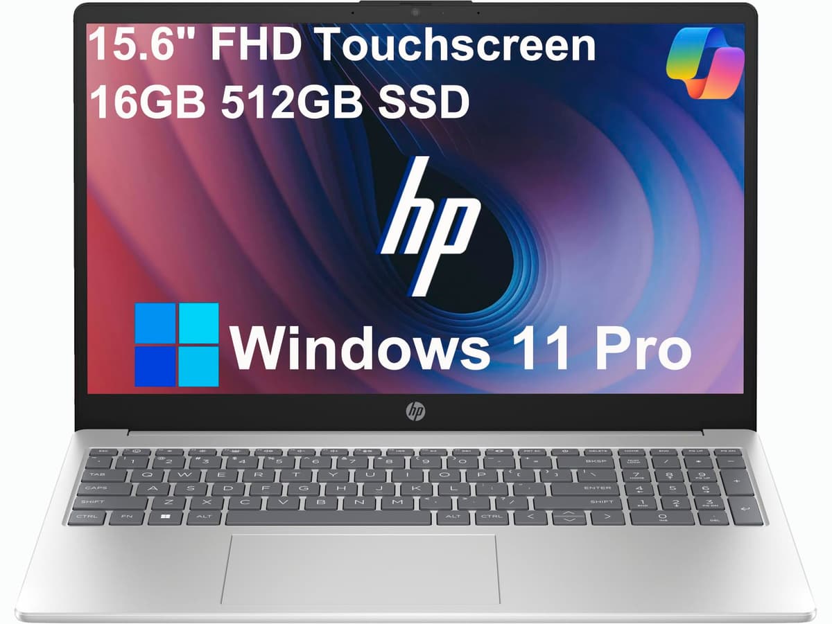ist computers HP 15 Portátil (Pantalla táctil FHD de 15.6", Intel Core i5-1334U (> i7-1255U), 16GB RAM, 512GB SSD) para Negocios, Estudiantes, Hogar, Batería de 10 Horas, Cámara, Wi-Fi 6, Teclado numérico, Carga rápida, Win 11 Pro Laptop 15