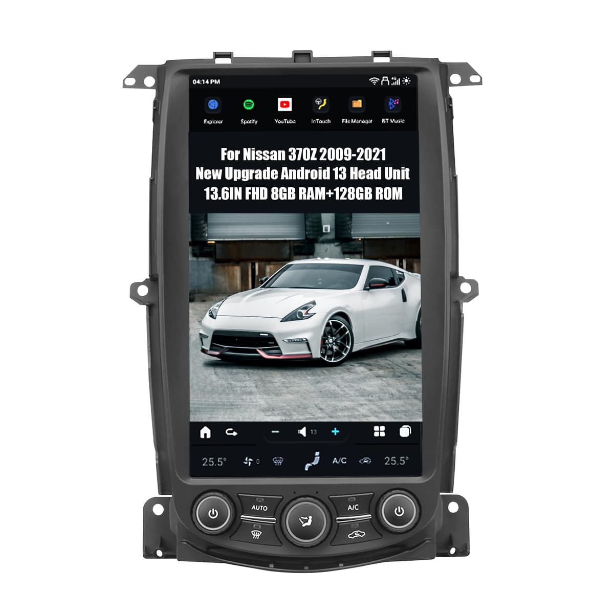 AUCARAUTO V300 Radio Android 13 13.6" vertical para Nissan 370Z 2009-2021, 8GB+128GB (Black)