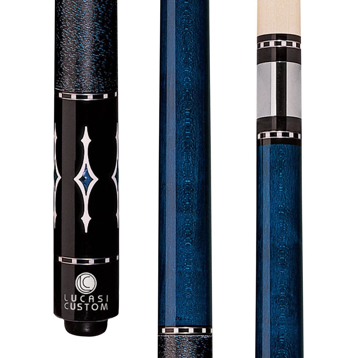 Lucasi Custom Luminous Blue Birds-Eye Pool Cue LZE7 - 21 oz
