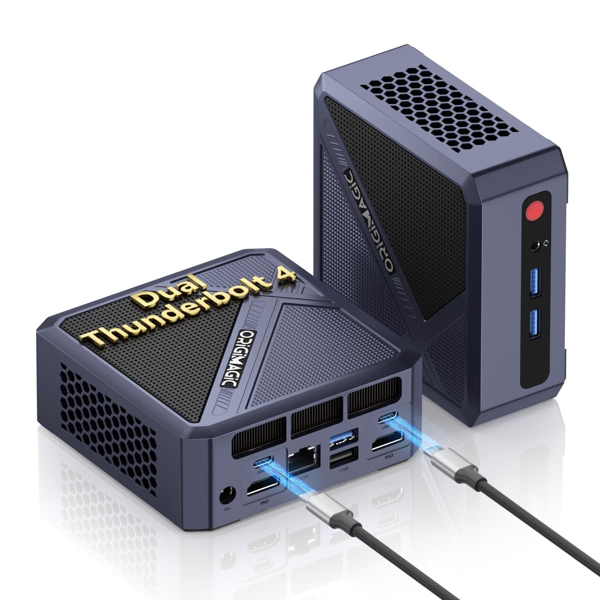 origimagic N3 Mini PC Dual Thunderbolt 4, Core i7-12700H (actualizado i5-12600H), Computadoras de Escritorio Mini 11 Pro, 32GB DDR4 512GB NVMe SSD, Cuádrupla Pantalla, 8K, LAN 2.5G, WiFi-6E, BT-5.2, Oficina/Negocios