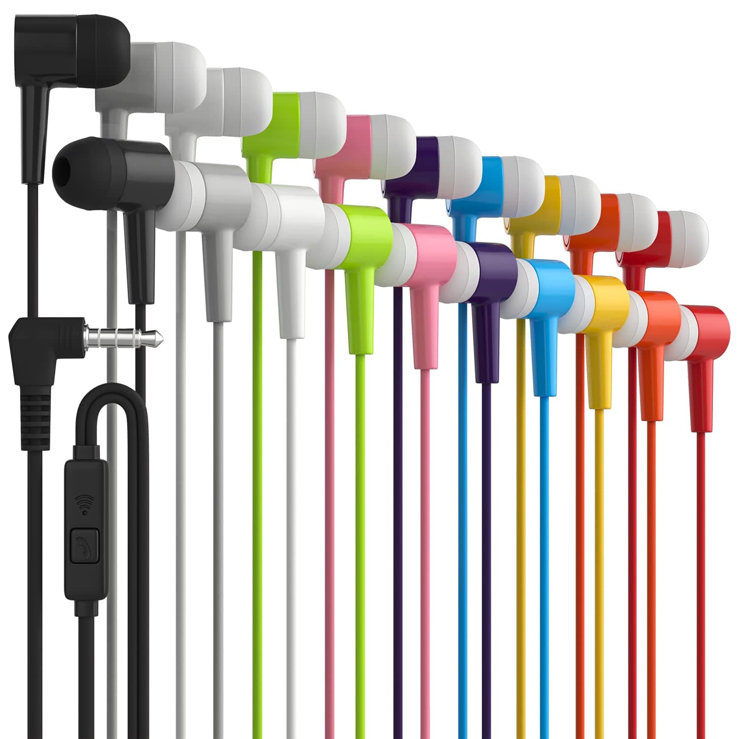 Maeline Auriculares con cable con micrófono (pack 1000, diez colores) 16