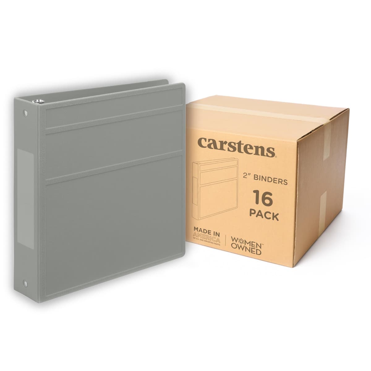 Carstens 2" Heavy Duty 3-Ring Binder Lateral, Ash Gray, 2-inch, Waterproof, Sin Bolsillos, 300 hojas (2822-3R) 2822-3RCS