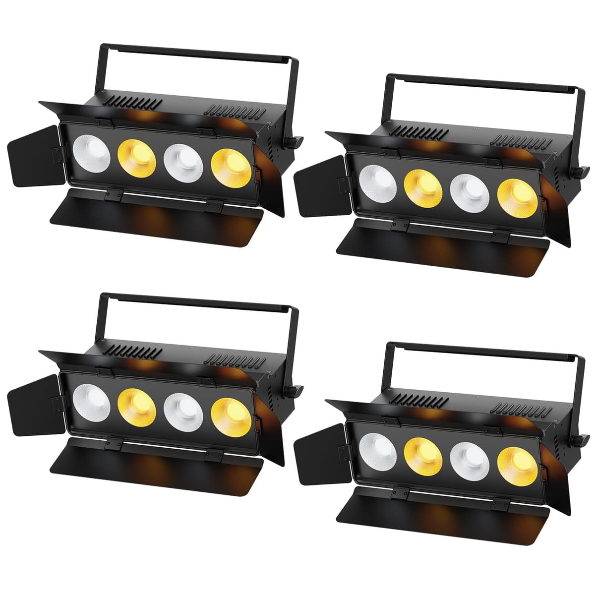 Sparklingtrack Luces Par LED 4x50W con barn doors, COB frío y cálido, DMX512, activación por sonido - Pack de 4 ZQ09014USX4