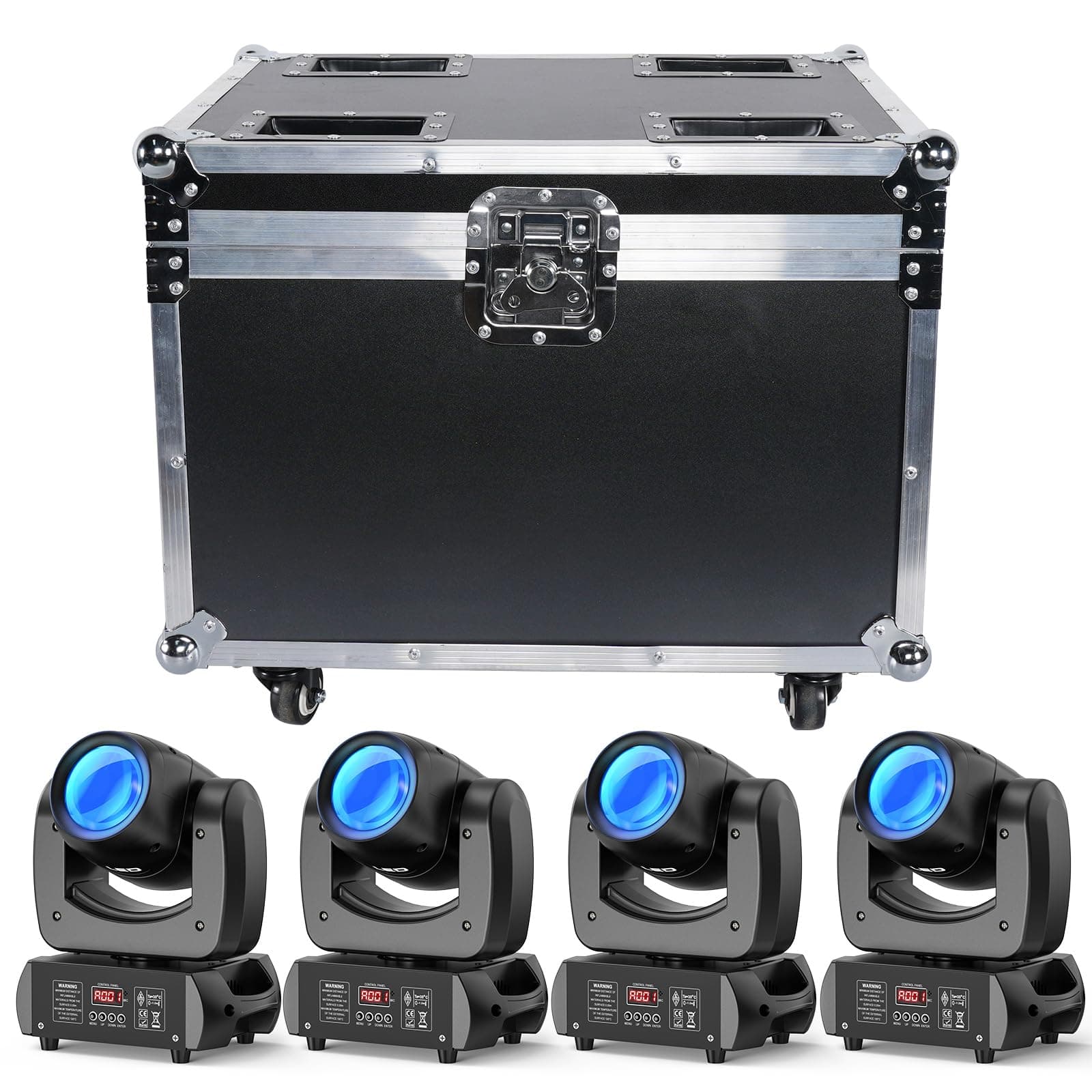 HOLDLAMP Kit 4 Moving Head 120W con Prisma 18-Facetas, Gobos y Flight Case ZQ02021X4HUS