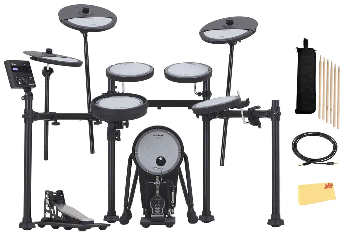 Roland VQD106 V-Drums Quiet Design Kit Bundle (Cable, Baquetas, Bolsa, Paño) AUS-VQD106-COMBO-DLX