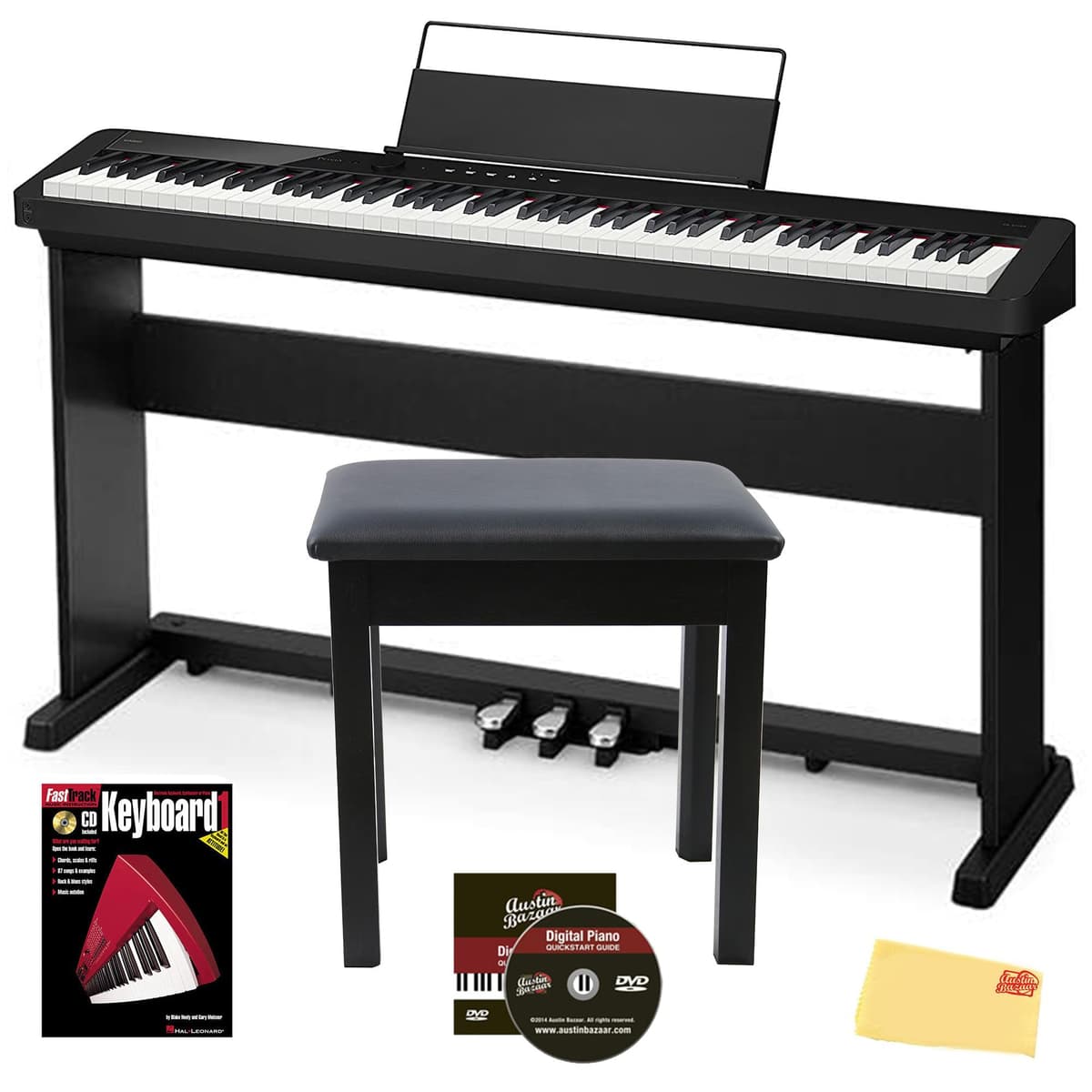 Casio CDP-S360 Piano Digital 88 Teclas - Bundle con CS-470P, SP-34, Banco y Accesorios AUS-CDP-S360-COMBO-PRO