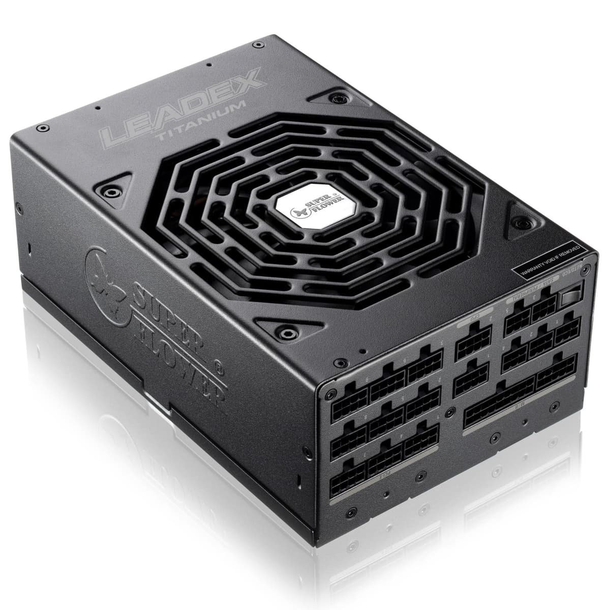 Super Flower Leadex Titanium 1600W 80+ Titanium, ATX 3.1, con 12V-2x6(2x8 pines - 16 pines cables nativos)*2, 10 años de garantía, modo ECO, totalmente modular, ventilador de rodamiento doble, SF-1600F14HT ATX 3.1