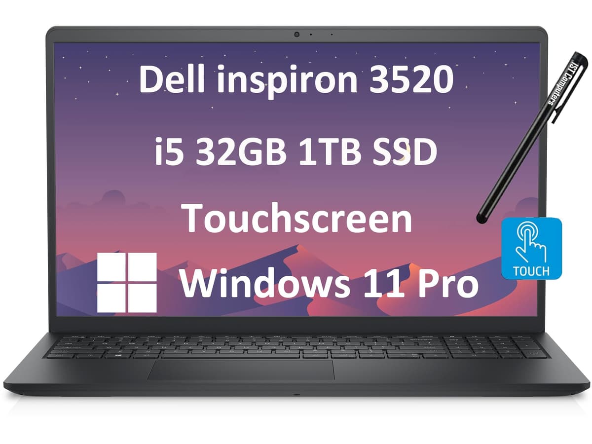 Dell Inspiron con pantalla táctil (15.6" FHD táctil, Intel Core i5-1155G7, 32GB RAM, 1TB SSD) para negocios, estudiantes, empresas, teclado numérico, bisel angosto, cámara web, Windows 11 Pro en modo S, negro carbón Inspiron 3520