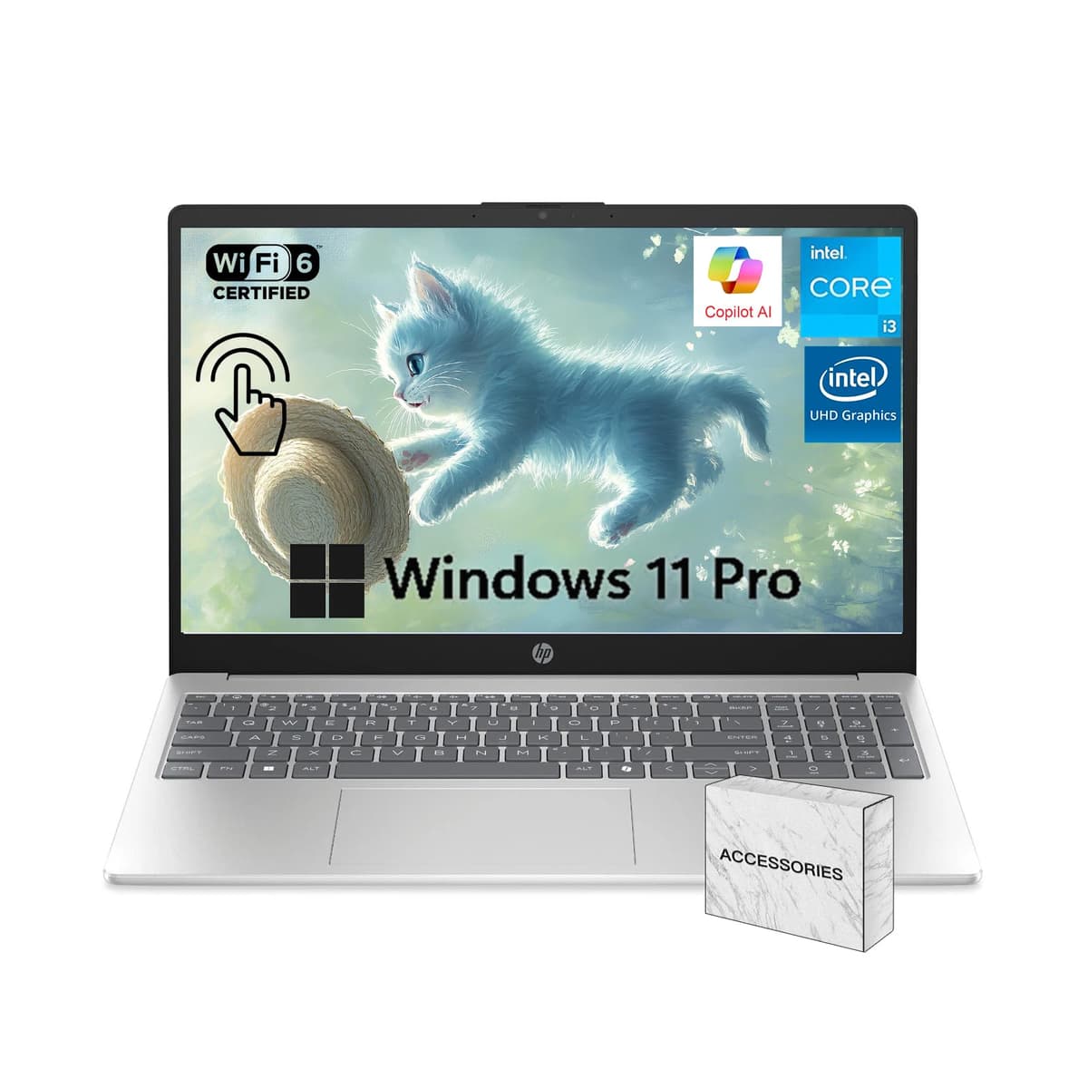 HP Laptop táctil 15.6", con accesorios, Intel 13ª Gen Core i3-1315U (hasta 4.5 GHz), Intel UHD Graphics, Copilot AI, Wi-Fi 6, Windows 11 Pro, 32 GB RAM, 2 TB SSD HP 15.6 Touchscreen laptop