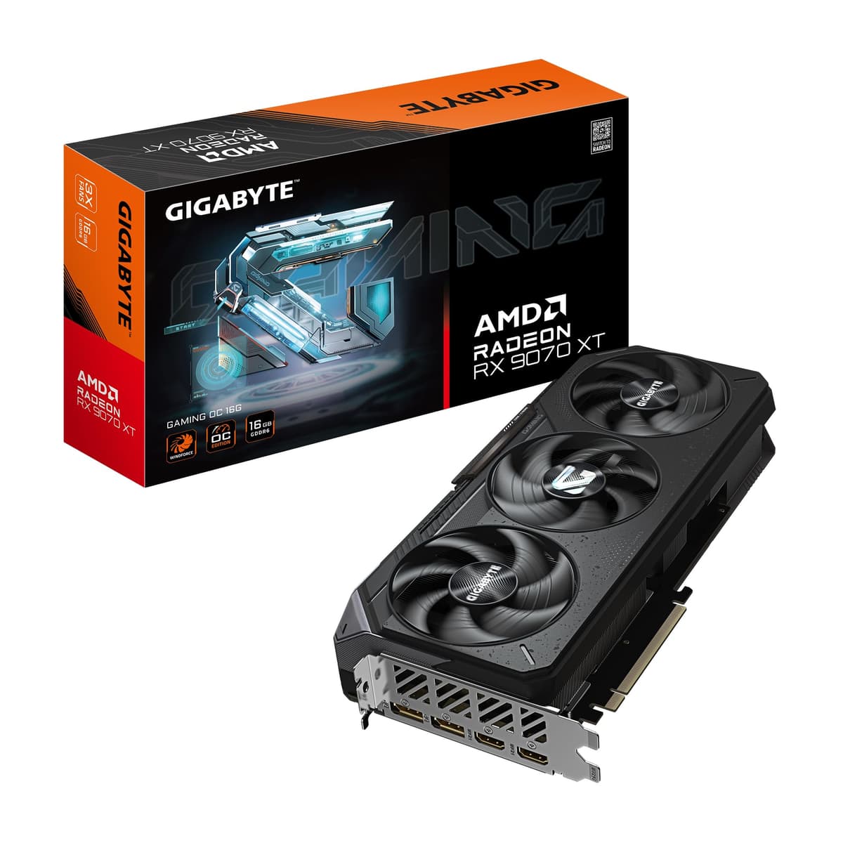 GIGABYTE Radeon RX 9070 XT Gaming OC 16G Tarjeta Gráfica, PCIe 5.0, 16GB GDDR6, Tarjeta de Video GV-R9070XTGAMING OC-16GD