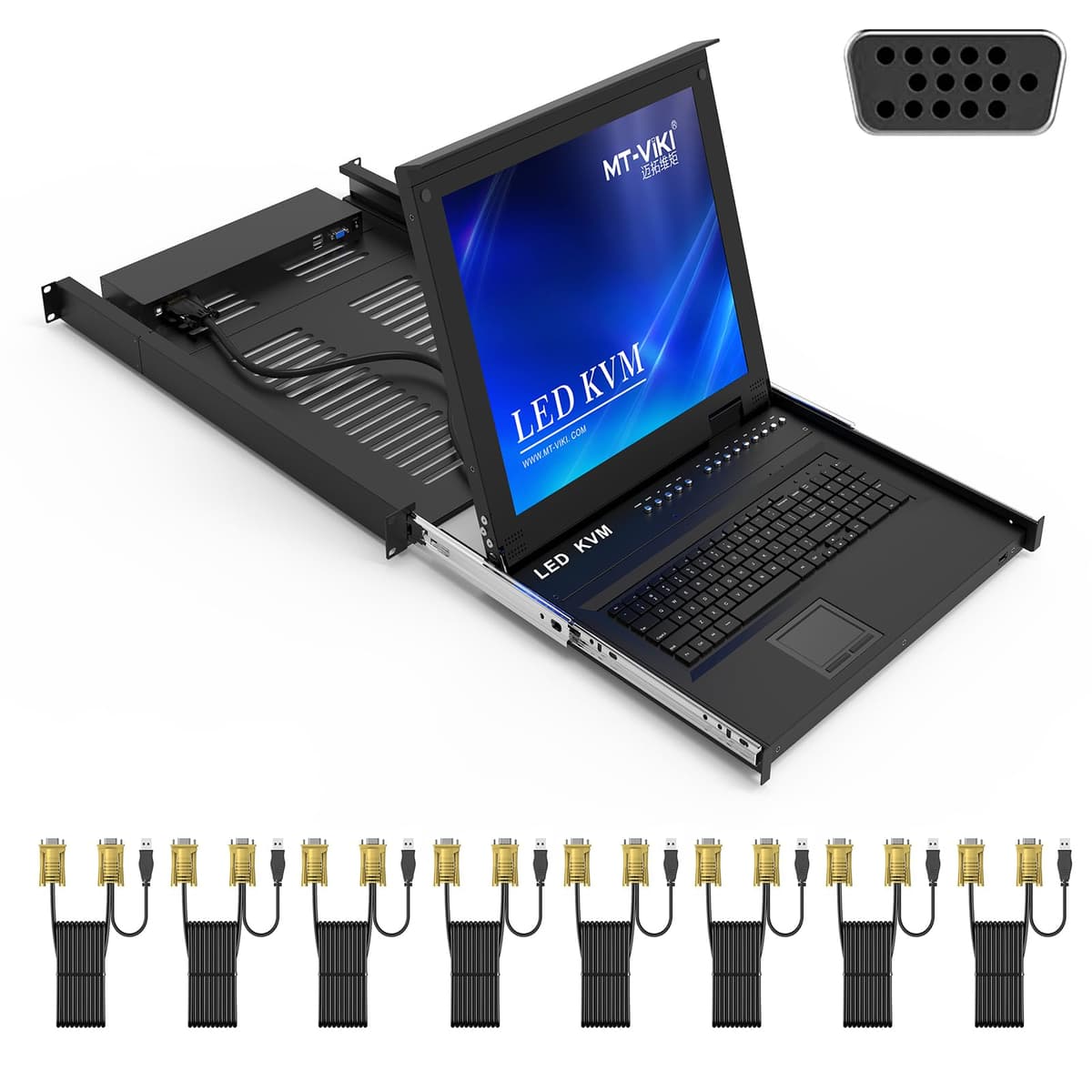 MT-VIKI KVM Over IP Rackmount 8 puertos con consola 17" LCD, 1 local + 1 remoto MT-1708UL-IP-N
