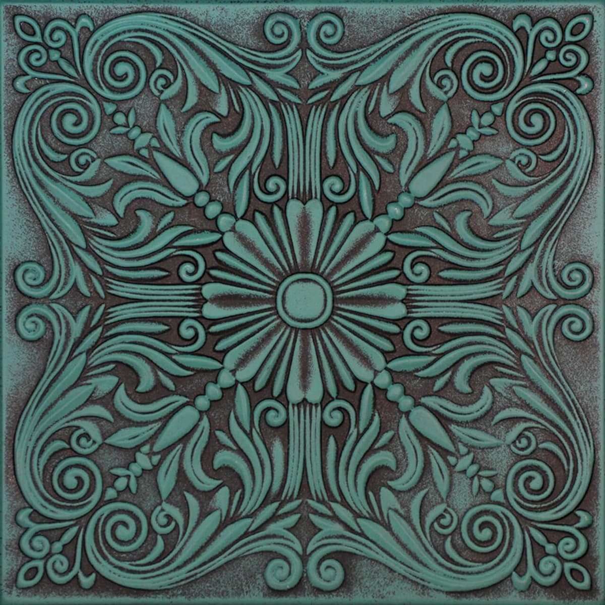 À LA MAISON CEILINGS R139 Spanish Silver Foam Glue-up Ceiling Tile (Pack de 144) Antique Green R139agn-144
