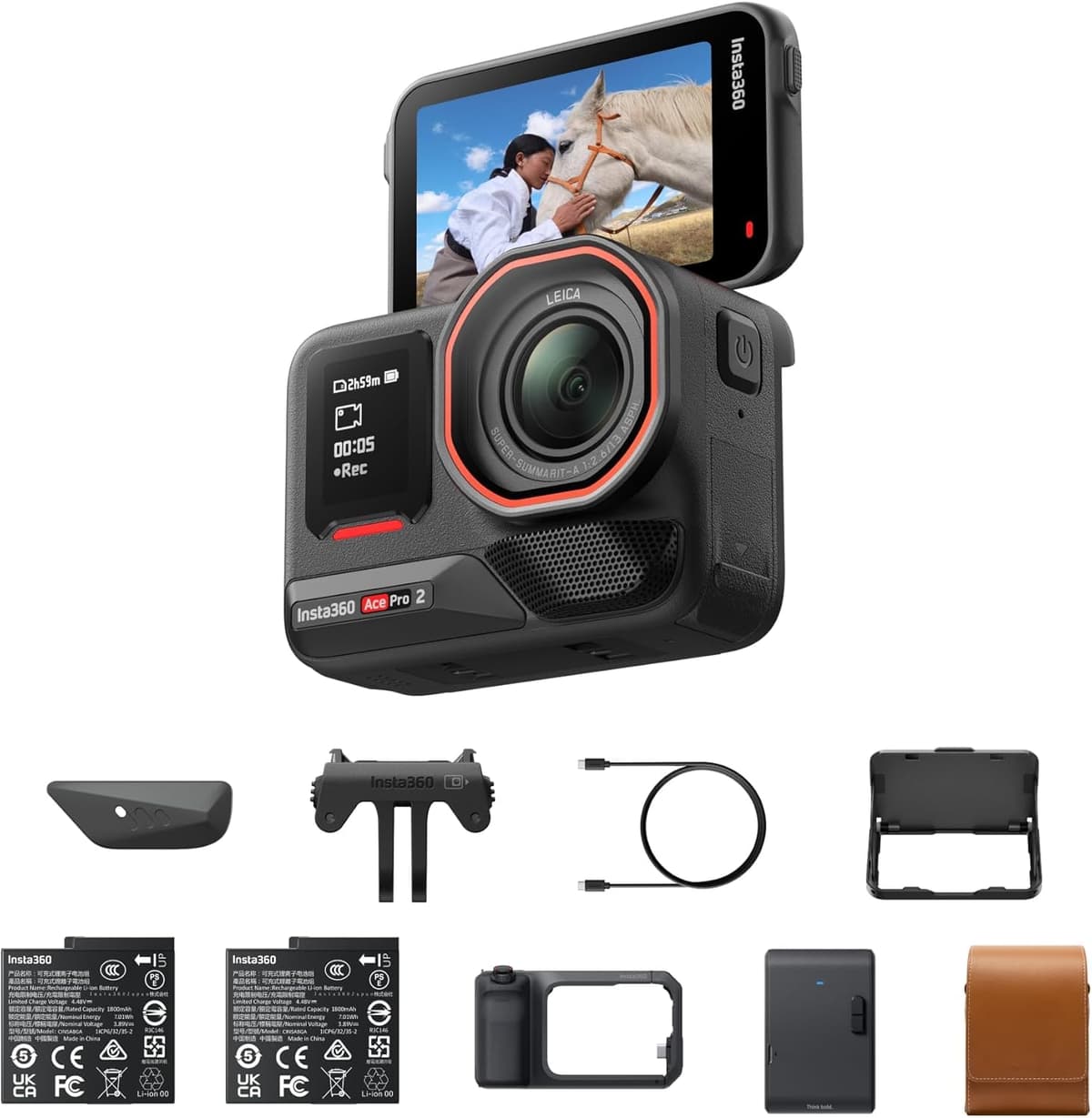 Insta360 Ace Pro 2 Flash Print Bundle - Cámara de acción 8K co-desarrollada con Leica (sin tarjeta) ACEPRO2162