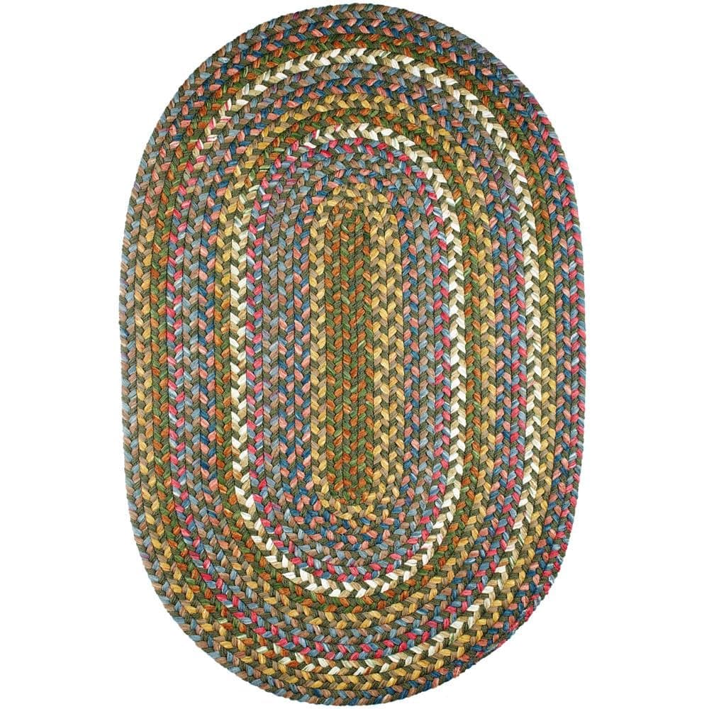 Super Area Rugs Gemstone Alfombra trenzada interior/exterior - Emerald - 6' x 9' Oval RHO-CJ25R072X108