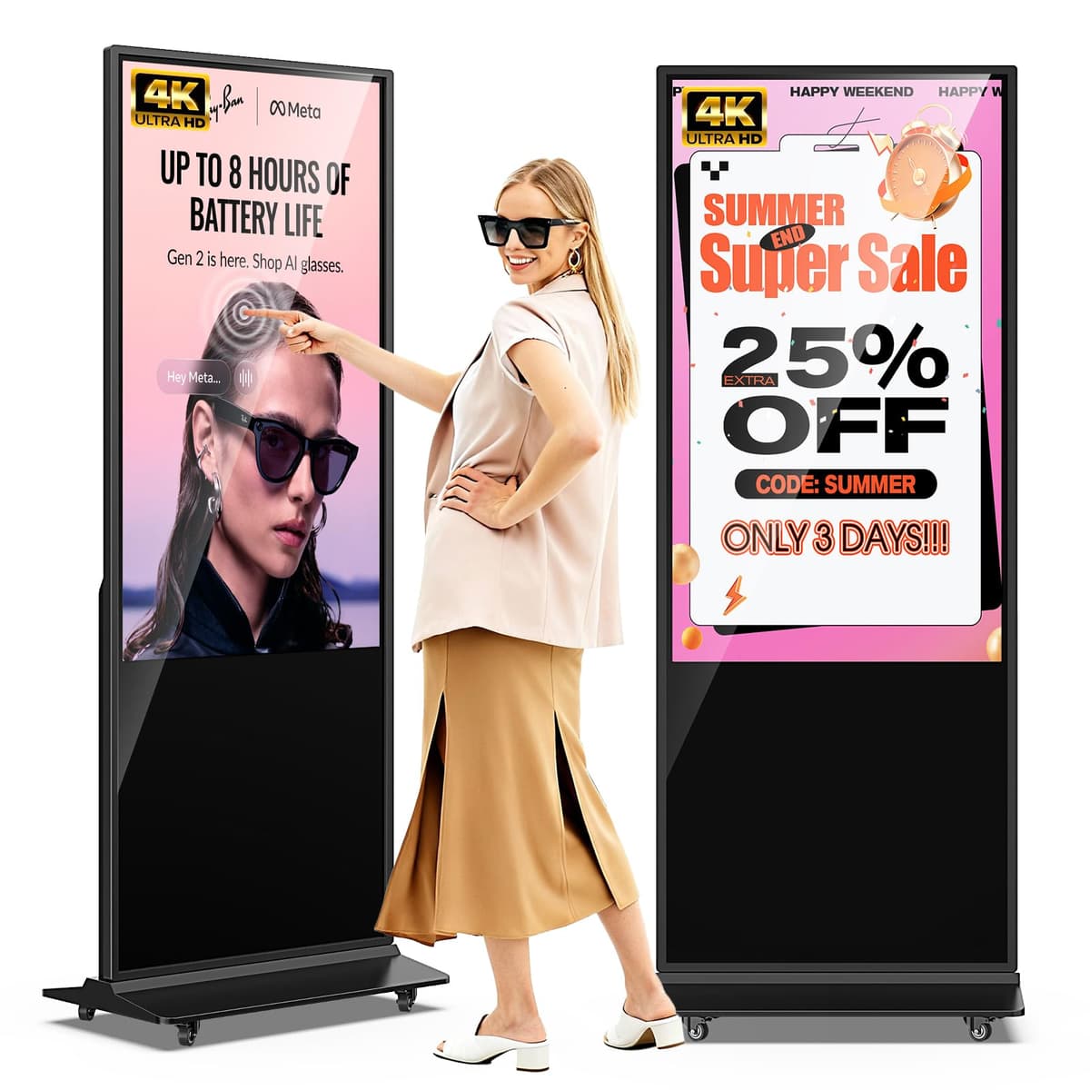 JIYANG 55" 4K Touchscreen Digital Signage interactiva con Android, WiFi, HDMI/USB y reproductor automático