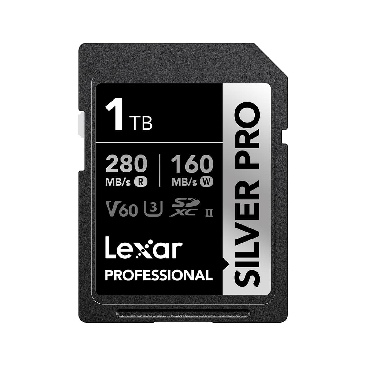 Tarjeta SD Lexar Silver PRO 1TB, UHS-II, V60, U3, C10, hasta 280 MB/s lectura, 160 MB/s escritura, SDXC para DSLR/Cámara/Fotógrafo/Videógrafo/Entusiasta (LSDSIPR001T-BNNNG)