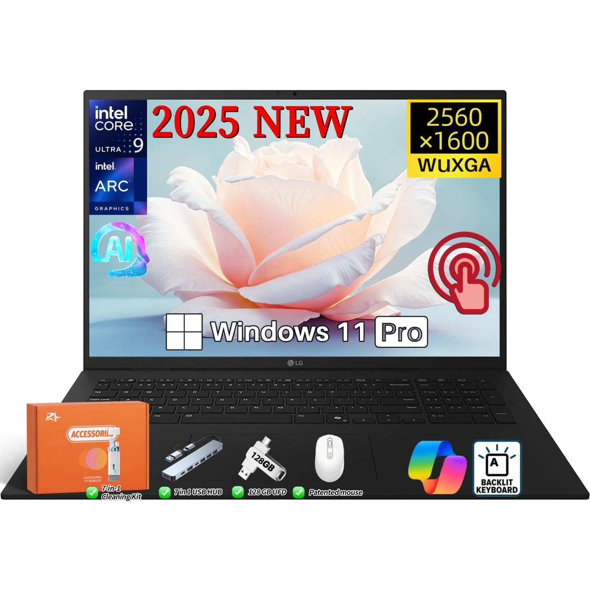 LG Gram 17" Touchscreen 2025, Intel Ultra 7 Series 2, 32GB RAM, 2TB SSD, Windows 11 Pro 17Z90TL-H.AUB6U3